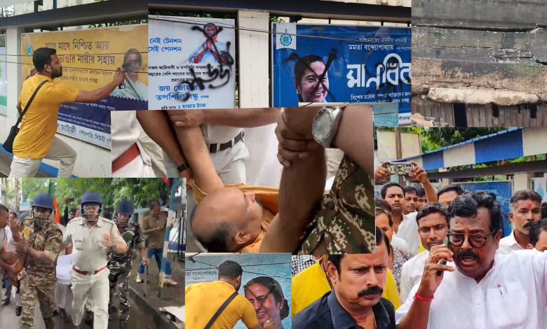 সড়ক বিপর্যয়ে রাজনীতির আগুন — কালো স্প্রে, গ্রেফতার দাবি, মুখোমুখি তৃণমূল-বিজেপি।