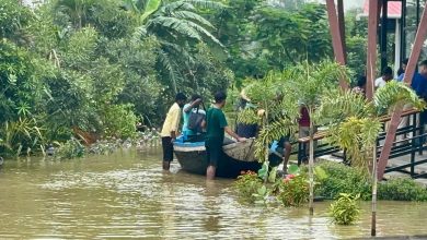 অতি বৃষ্টিতে ডুবে গেল কোপাই পাড়ের রিসোর্ট, নৌকায় পর্যটক উদ্ধার!। আমার খবর বীরভূম।