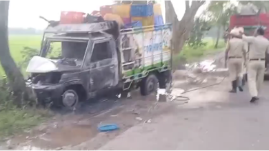 ফলের গাড়িতে আগুন